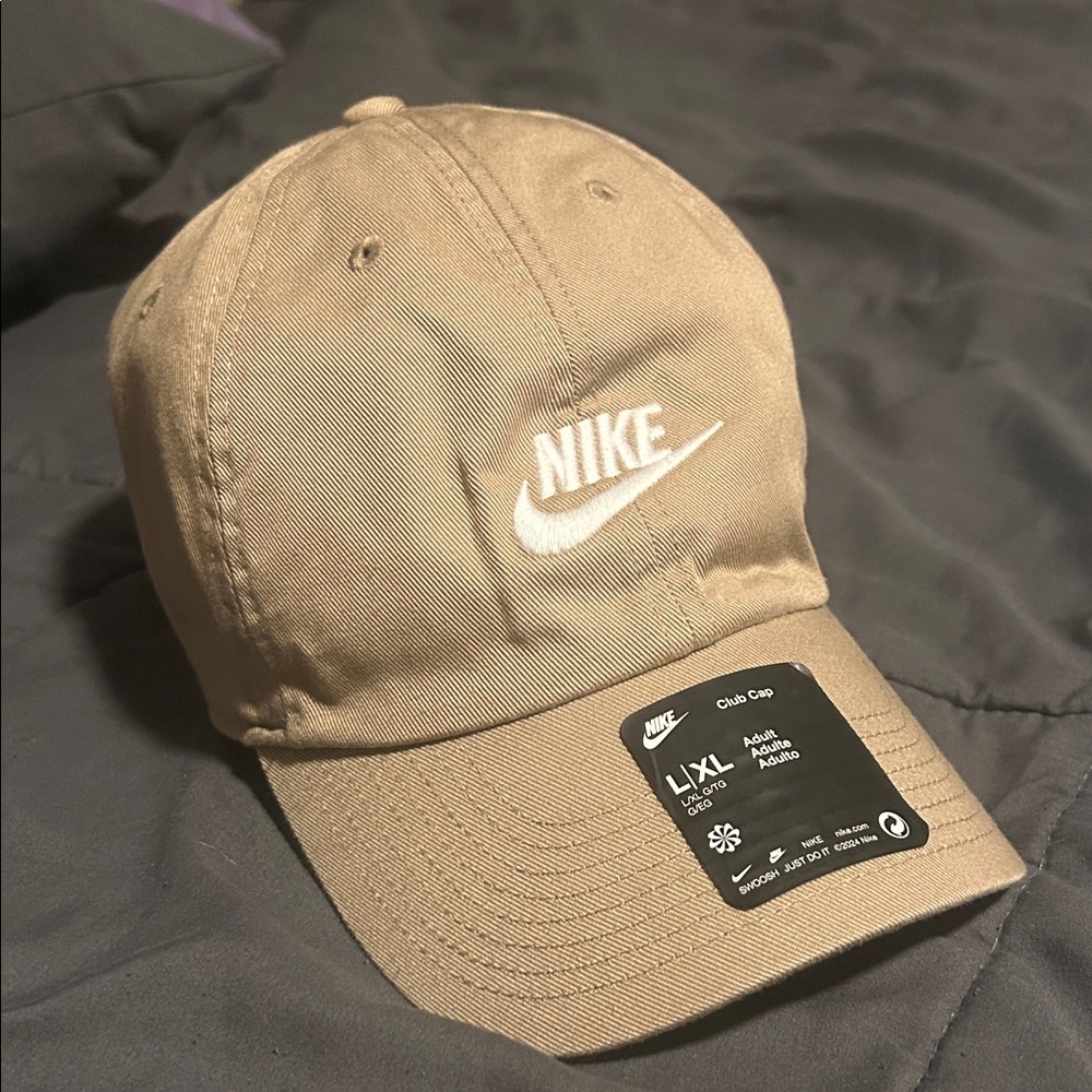 Nike Men's Tan Baseball Cap with White Logo